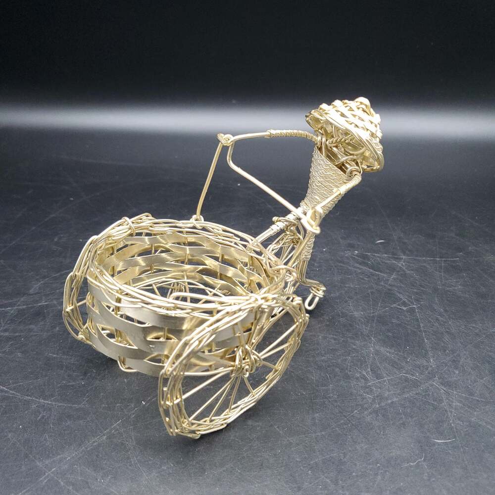 Vintage Silver Tone Wire Art Tricycle Bicycle Basket Sculpture Decor